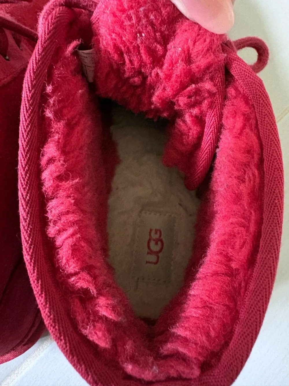 UGG Neumel Red Suede Lace-Up Boots